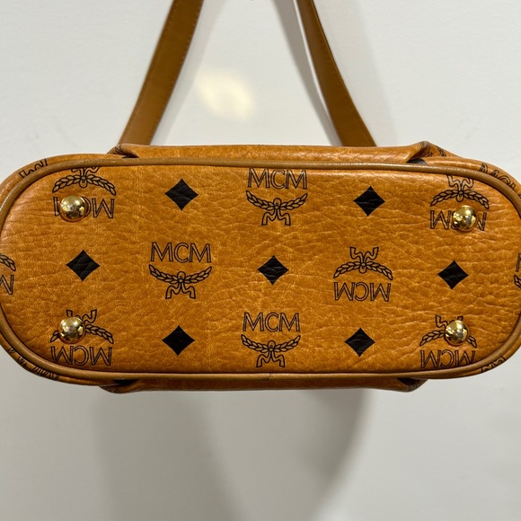 MCM Cognac Visetos Coated Canvas and Leather Shoulder Bag - Picture 8 of 16